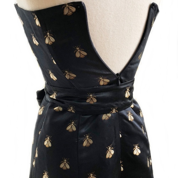 Molly B silk black cocktail dress with bee print - Picture 7 of 8